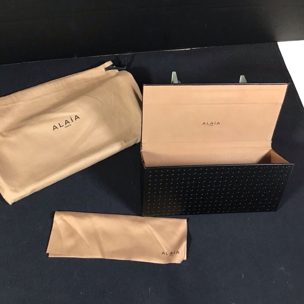 Alaia Paris Black Textured Collapsible Sunglasses Eyeglass Case Geometric Petal